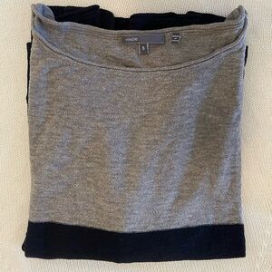 Vince Color Block Boat Neck Cotton Pullover Sweater, Sz S